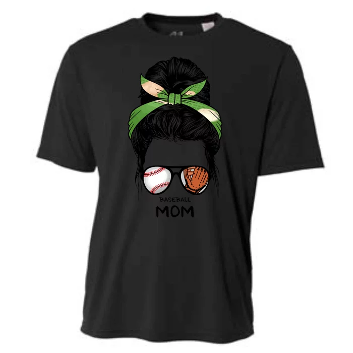 Baseball Mom Messy Bun Mom Life Mother's Day Cooling Performance Crew T-Shirt