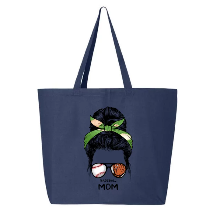 Baseball Mom Messy Bun Mom Life Mother's Day 25L Jumbo Tote