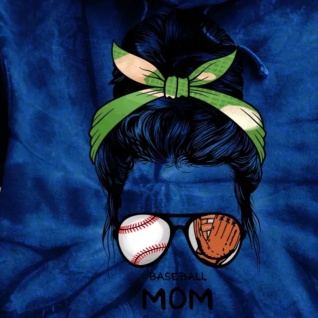 Baseball Mom Messy Bun Mom Life Mother's Day Tie Dye Hoodie