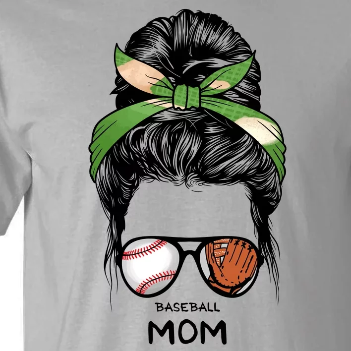 Baseball Mom Messy Bun Mom Life Mother's Day Tall T-Shirt