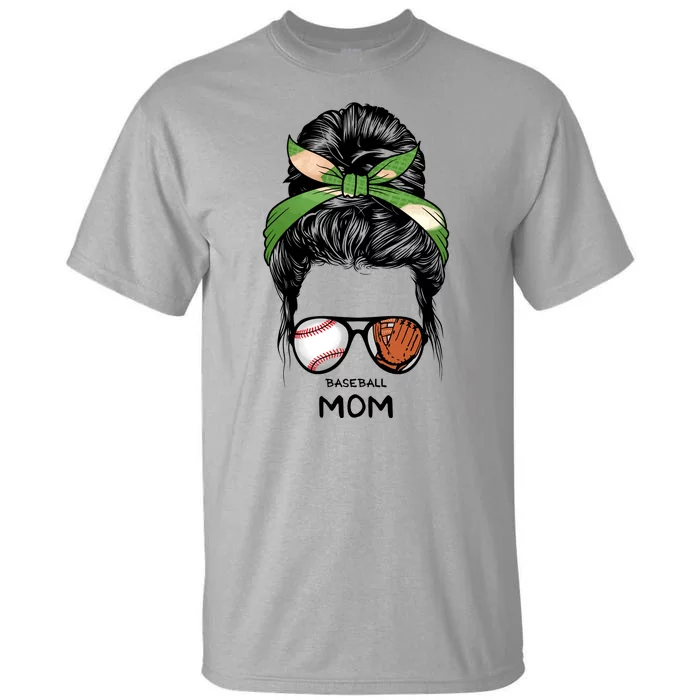 Baseball Mom Messy Bun Mom Life Mother's Day Tall T-Shirt