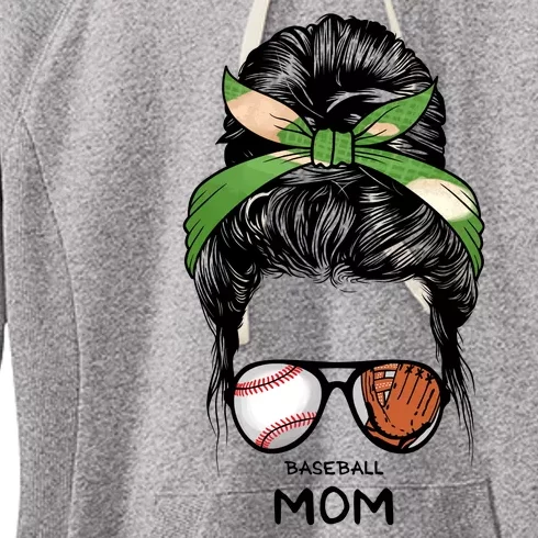 Baseball Mom Messy Bun Mom Life Mother's Day Women's Fleece Hoodie