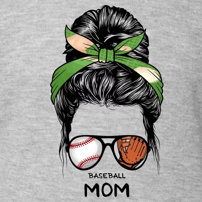 Baseball Mom Messy Bun Mom Life Mother's Day Toddler Sweatshirt