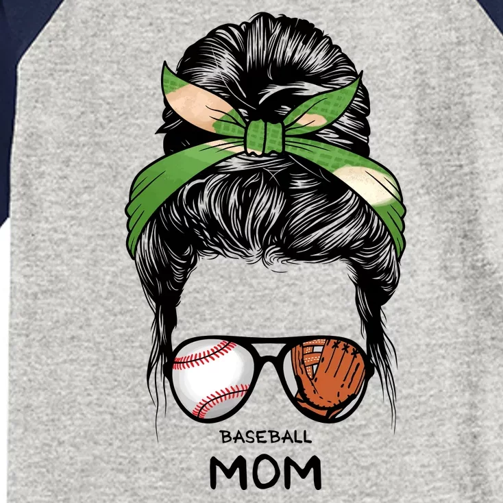 Baseball Mom Messy Bun Mom Life Mother's Day Kids Colorblock Raglan Jersey