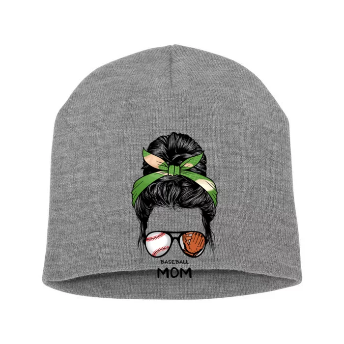 Baseball Mom Messy Bun Mom Life Mother's Day Short Acrylic Beanie