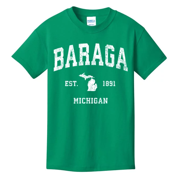 Baraga Michigan Mi Vintage Athletic Sports Kids T-Shirt