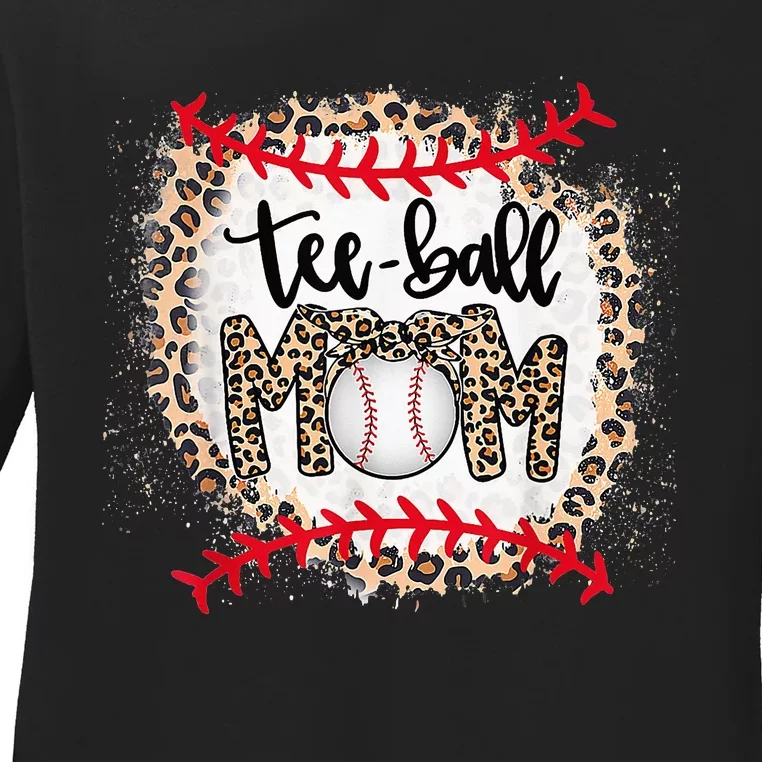 Ball Mom Mother's Day Tee Teeball Mom Leopard Funny Ladies Long Sleeve Shirt