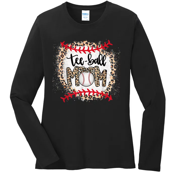 Ball Mom Mother's Day Tee Teeball Mom Leopard Funny Ladies Long Sleeve Shirt