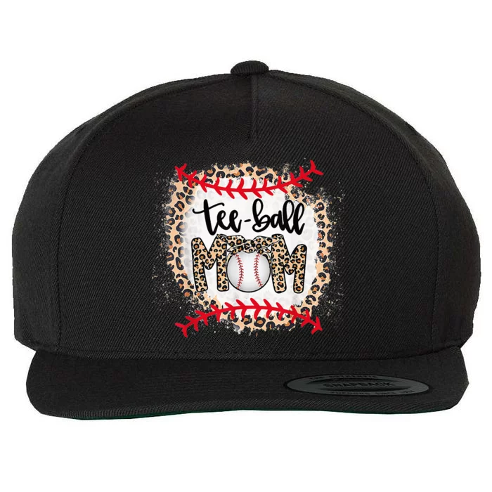 Ball Mom Mother's Day Tee Teeball Mom Leopard Funny Wool Snapback Cap