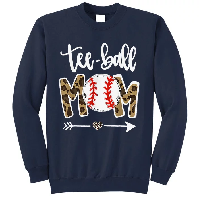 Ball Mom Mother's Day Gift Teeball Mom Leopard Funny Tall Sweatshirt