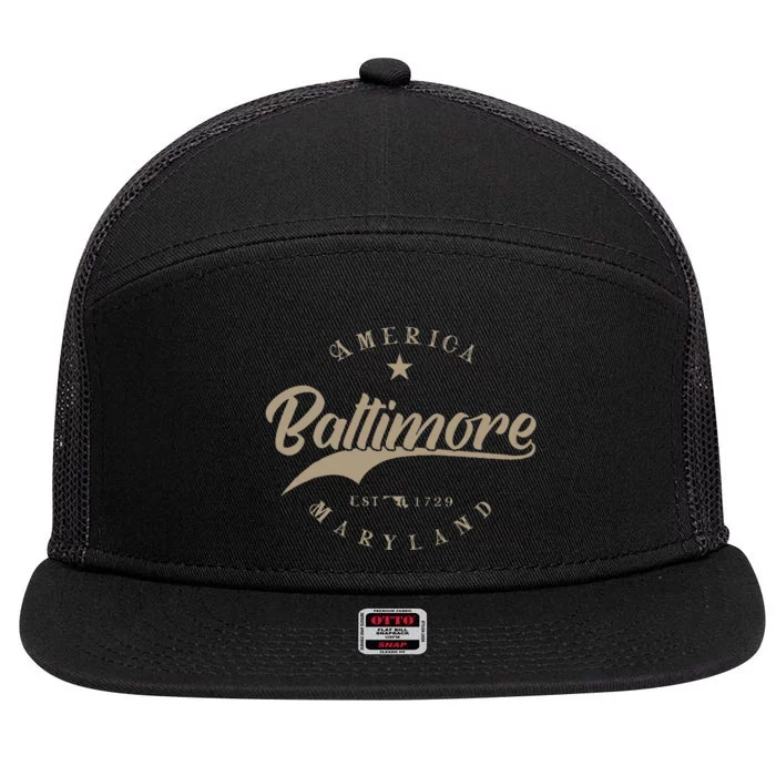 Baltimore Md Maryland 7 Panel Mesh Trucker Snapback Hat