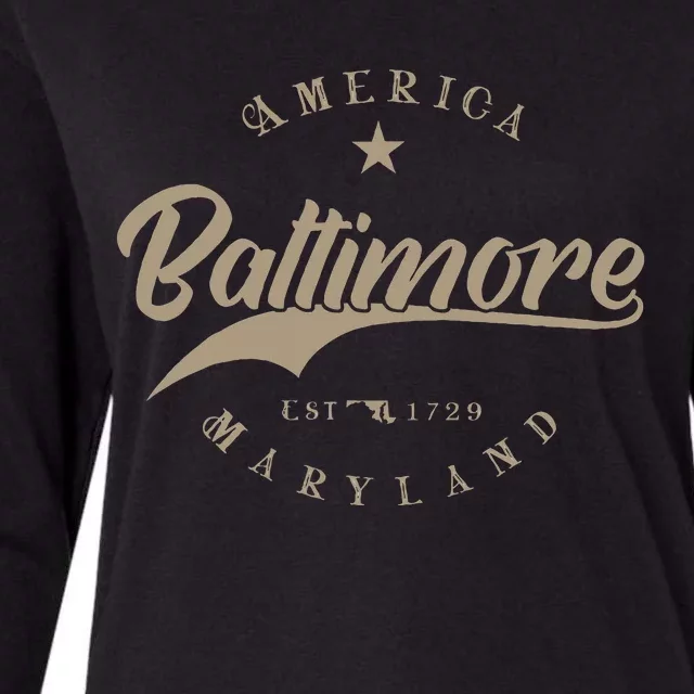 Baltimore Md Maryland Womens Cotton Relaxed Long Sleeve T-Shirt