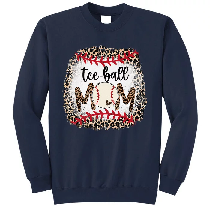 Ball Mom Mother's Day Tee Teeball Mom Leopard FunnyGift Tall Sweatshirt