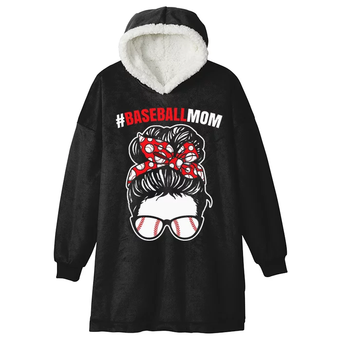 Baseball Mom Messy Bun Game Changer Funny Cool Mother Gift Hooded Wearable Blanket