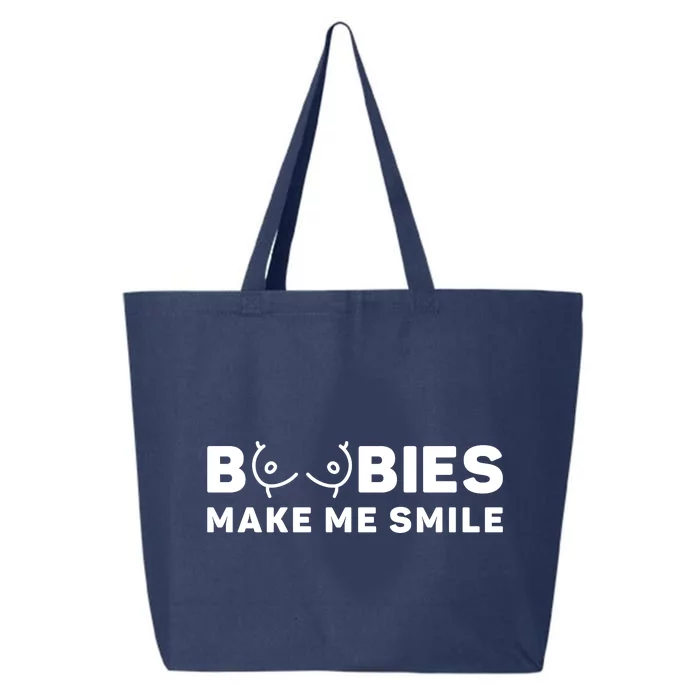 Boobies Make Me Smile Funny Adult Humor 25L Jumbo Tote