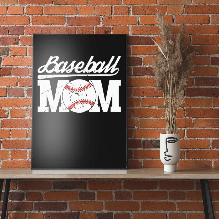 Baseball Mom Messy Bun Proud Mama Baseball Poster