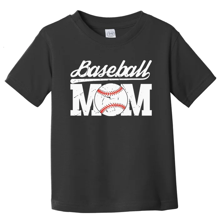 Baseball Mom Messy Bun Proud Mama Baseball Toddler T-Shirt