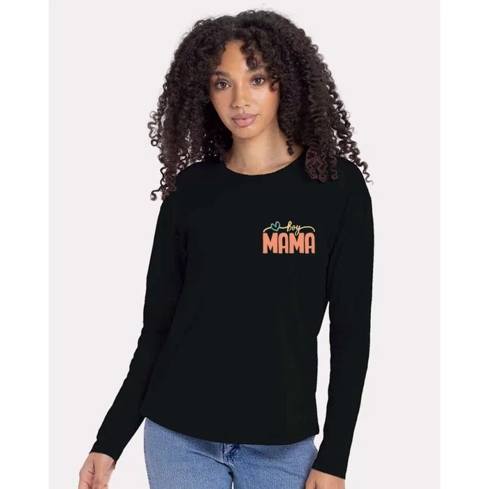 Boy Mom Ma Mama Bruh Funny Front & Back Front & Back Womens Cotton Relaxed Long Sleeve T-Shirt