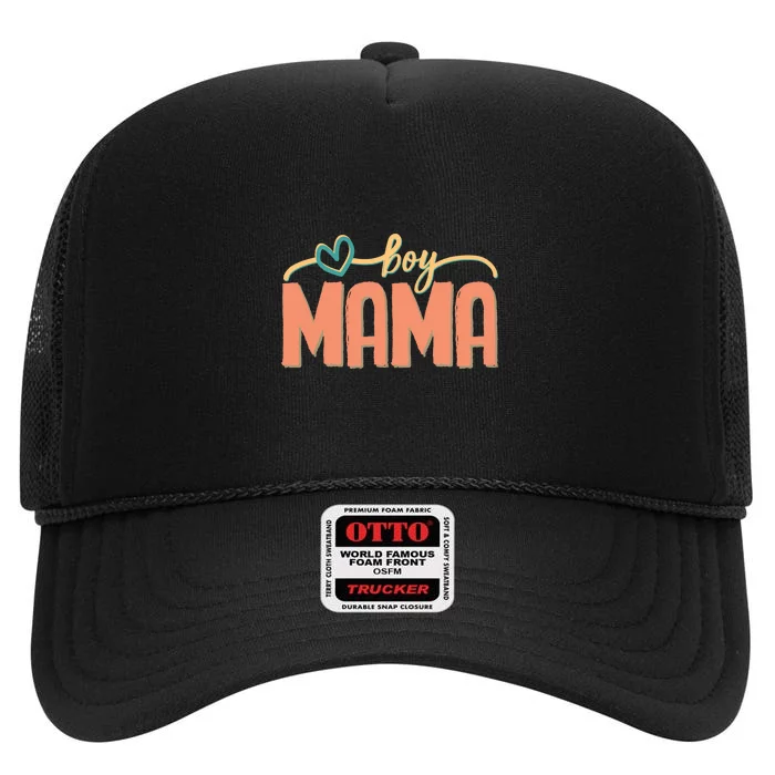 Boy Mom Ma Mama Bruh Funny Front & Back Front & Back High Crown Mesh Trucker Hat