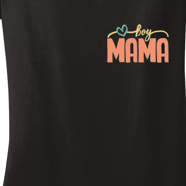 Boy Mom Ma Mama Bruh Funny Front & Back Front & Back Women's V-Neck T-Shirt