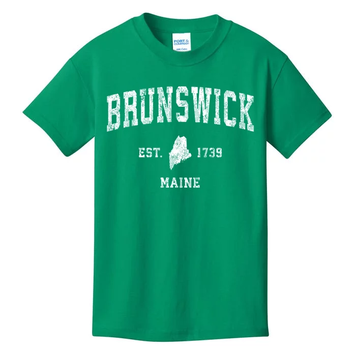 Brunswick Maine Me Vintage Athletic Sports Kids T-Shirt