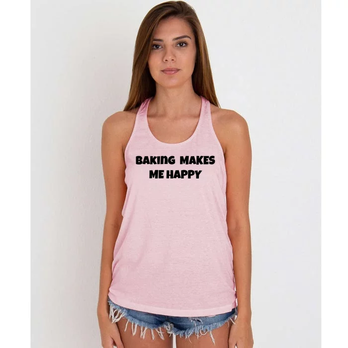 Baking Make Me Happy Design Activity Hobby Cute Gift Women's Knotted Racerback Tank