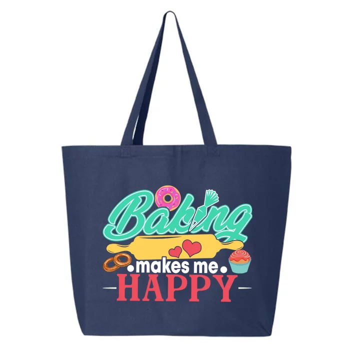 Baking Makes Me Happy Bakers Funny Funny Gift 25L Jumbo Tote