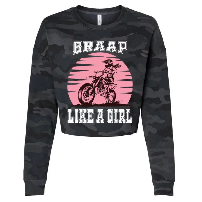 Braap Motorcycle Motocross Shirts Dirt Bike Cropped Pullover Crew