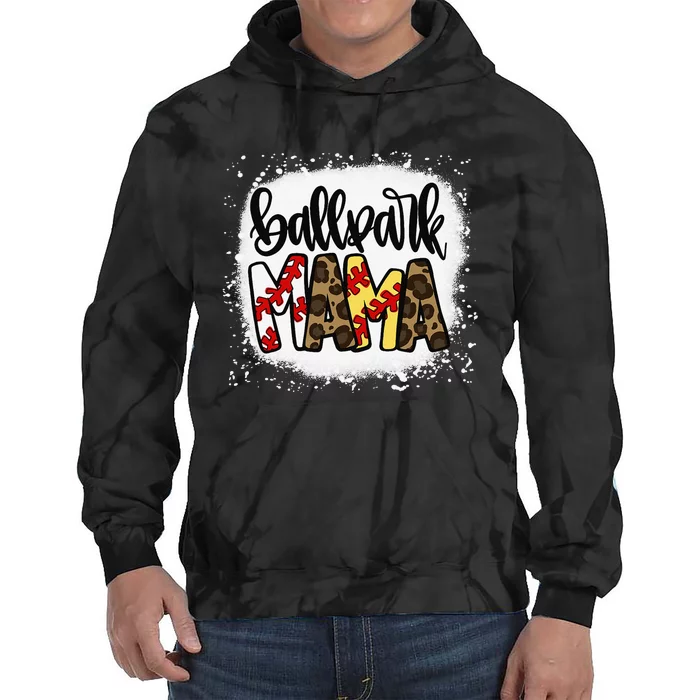 BallPark Mom Mama Baseball Softball Mother's Day Bleached Tie Dye Hoodie