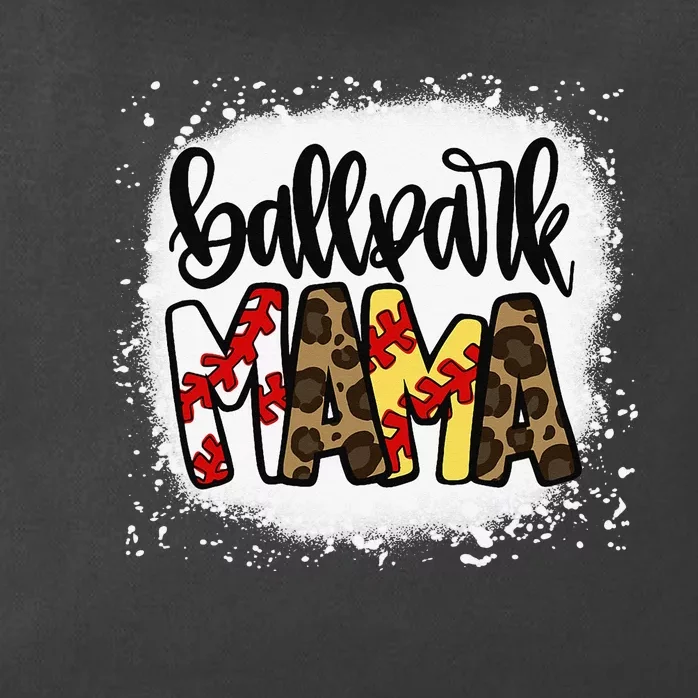 BallPark Mom Mama Baseball Softball Mother's Day Bleached Zip Tote Bag