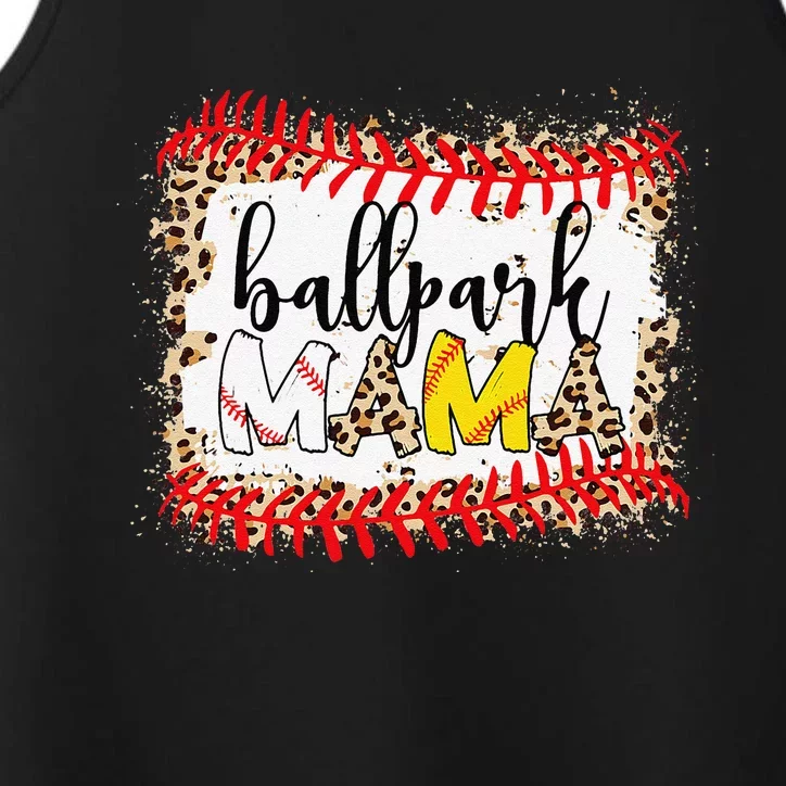 BallPark Mom Mama Baseball Softball Mother's Day Bleached Performance Tank