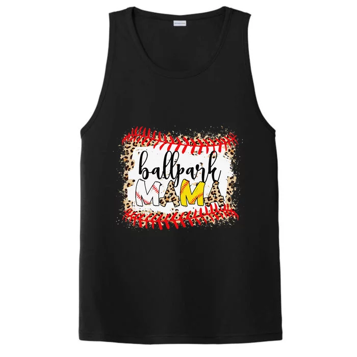 BallPark Mom Mama Baseball Softball Mother's Day Bleached Performance Tank