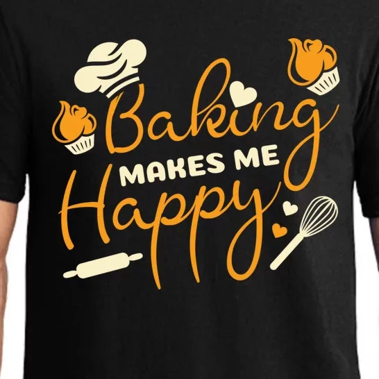 Baking Makes Me Happy Chef Hat Flour Rolling Pin Baking Gift Pajama Set