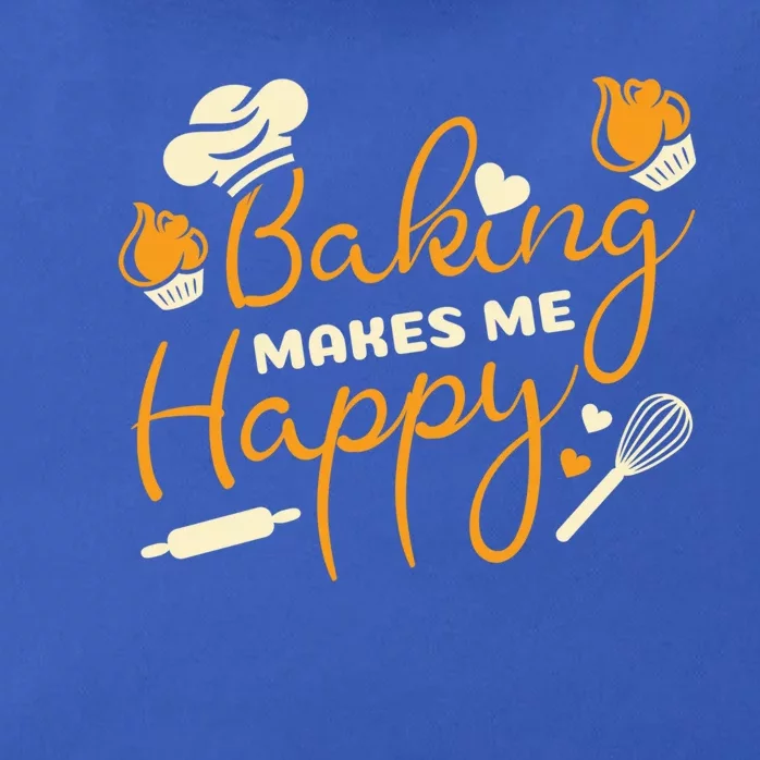 Baking Makes Me Happy Chef Hat Flour Rolling Pin Baking Gift Zip Tote Bag