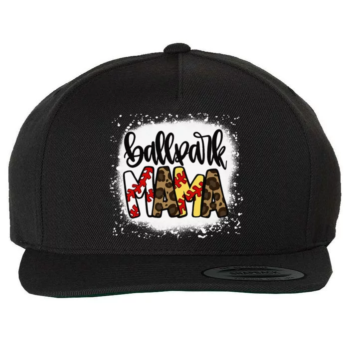 Ballpark Mom Mama Baseball Softball MotherS Day Bleached Wool Snapback Cap