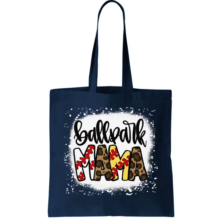 Ballpark Mom Mama Baseball Softball MotherS Day Bleached Tote Bag