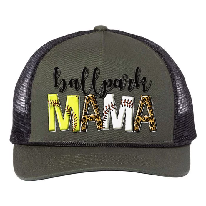 BallPark Mom Mama Baseball Softball Mother's Day Retro Rope Trucker Hat Cap