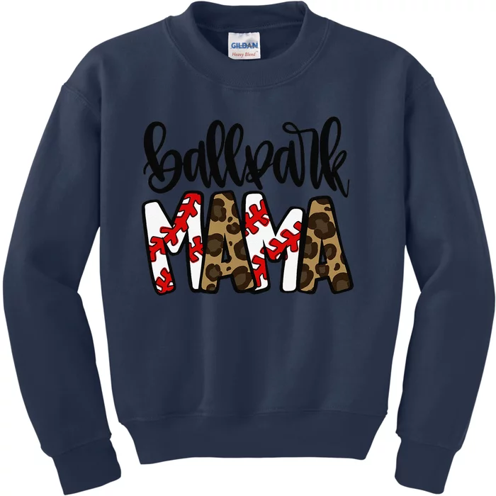 BallPark Mom Mama Baseball Softball Mother's DayGift Kids Sweatshirt