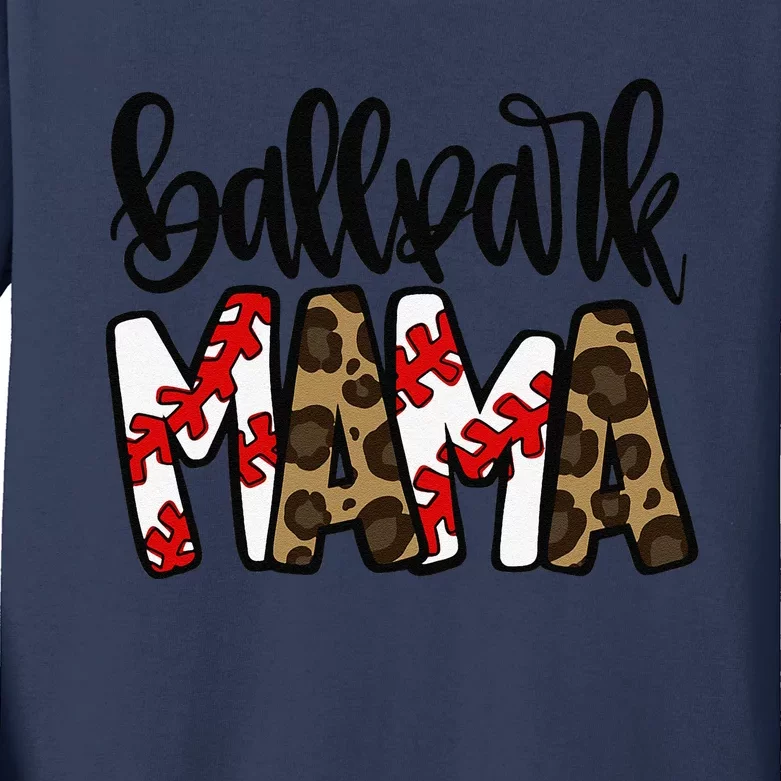 BallPark Mom Mama Baseball Softball Mother's DayGift Kids Long Sleeve Shirt