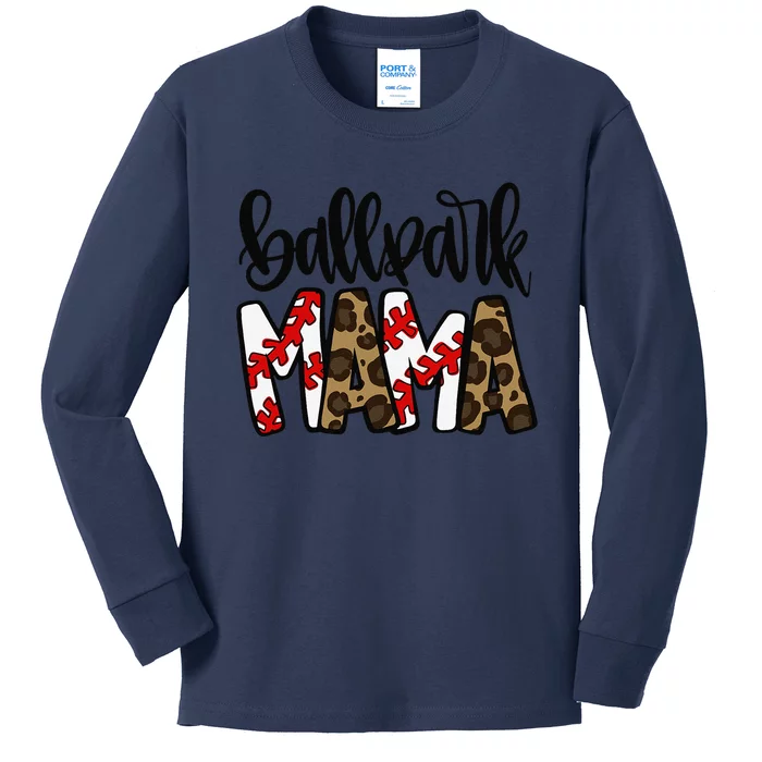 BallPark Mom Mama Baseball Softball Mother's DayGift Kids Long Sleeve Shirt