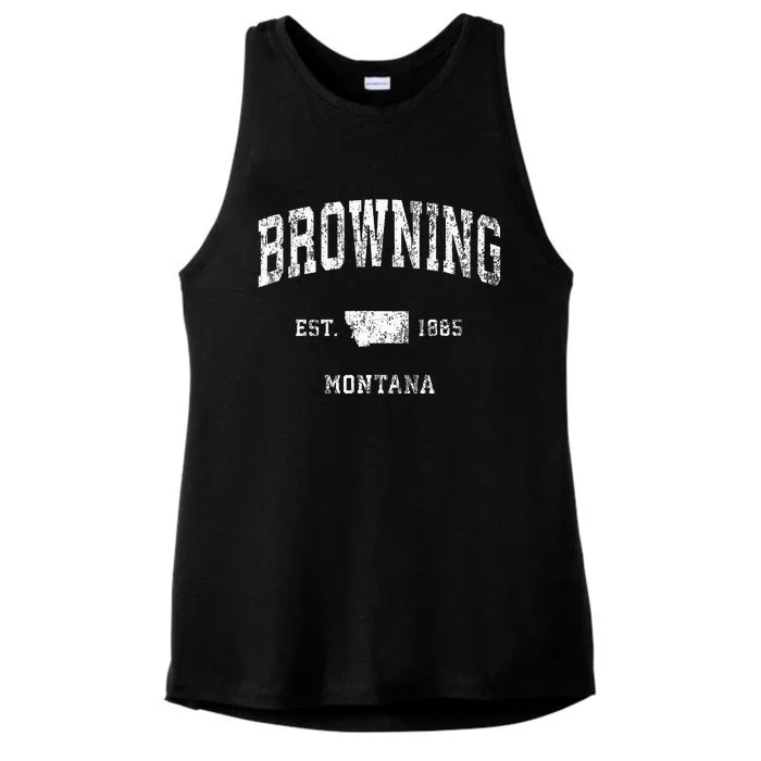 Browning Montana Mt Vintage Athletic Sports Design Ladies Tri-Blend Wicking Tank