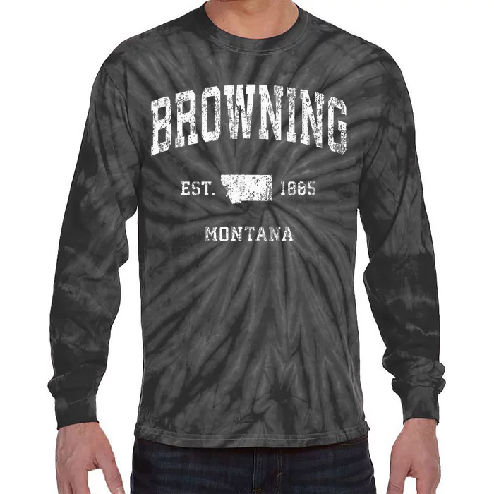 Browning Montana Mt Vintage Athletic Sports Design Tie-Dye Long Sleeve Shirt