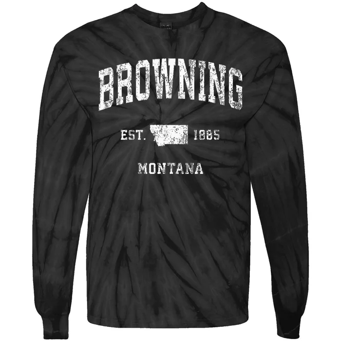 Browning Montana Mt Vintage Athletic Sports Design Tie-Dye Long Sleeve Shirt