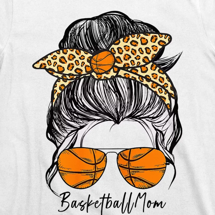 Basketball Mom Messy Bun Proud Mama Basketball Sunshades T-Shirt