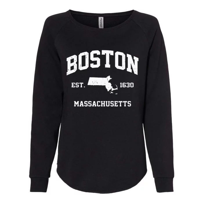 Boston Massachusetts MA Vintage State Athletic Style Womens California Wash Sweatshirt