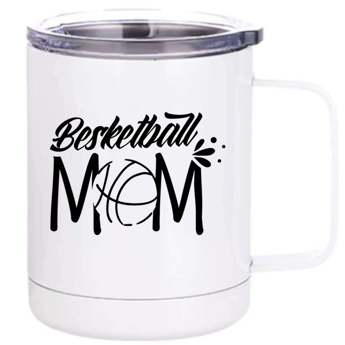 Basketball Mom Match Coach Team Player Mother Mommy Mama Funny Gift Front & Back 12oz Stainless Steel Tumbler Cup