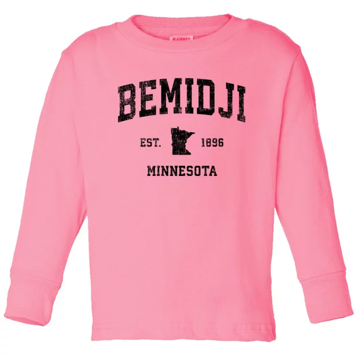 Bemidji Minnesota Mn Vintage Sports Toddler Long Sleeve Shirt