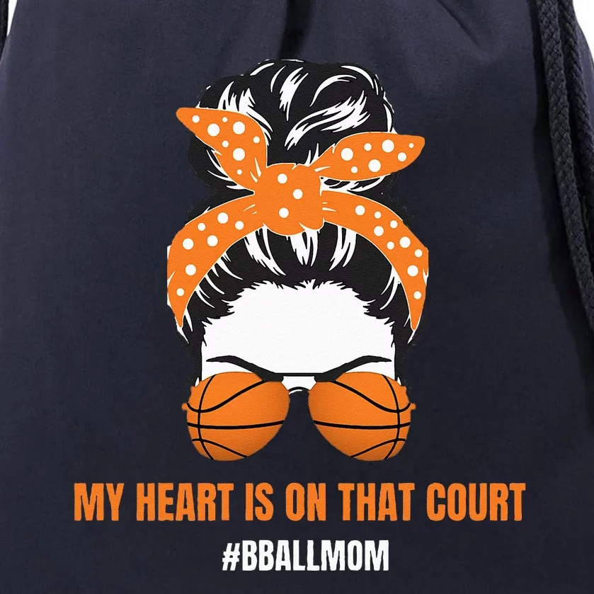 Basketball Mom Messy Bun Proud Mama Bball Basketball Glasses Drawstring Bag