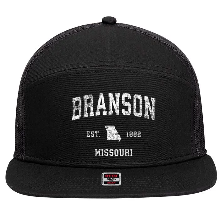 Branson Missouri Mo Vintage Athletic Sports Design 7 Panel Mesh Trucker Snapback Hat