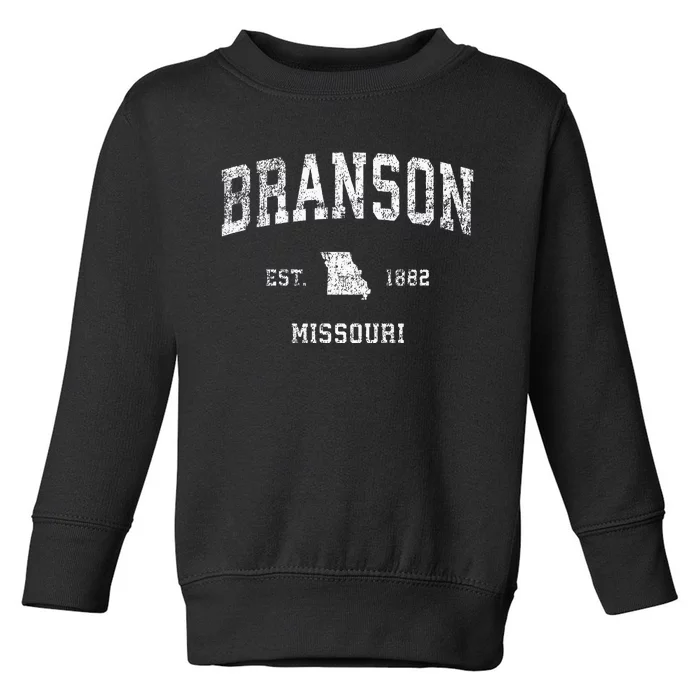 Branson Missouri Mo Vintage Athletic Sports Design Toddler Sweatshirt